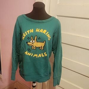 Uniqlo Keith Haring Animals Teal Sweatshirt
